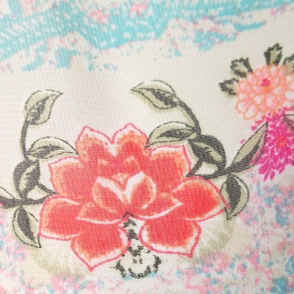 OPEN Floral Chiffon Fringe Boo-boo Style Swimsuit Cover-Up Size LG/XL - Picture 6 of 12